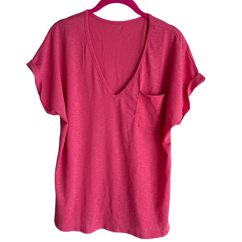 NWT CUPSHE Dark Pink‎ Short Sleeve V-Neck Swim Pool Beach Vacation Coverup, L
